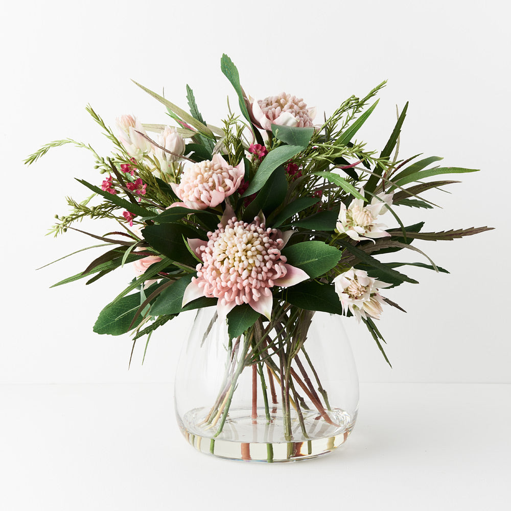 Waratah Mix in Vase Light Pink
