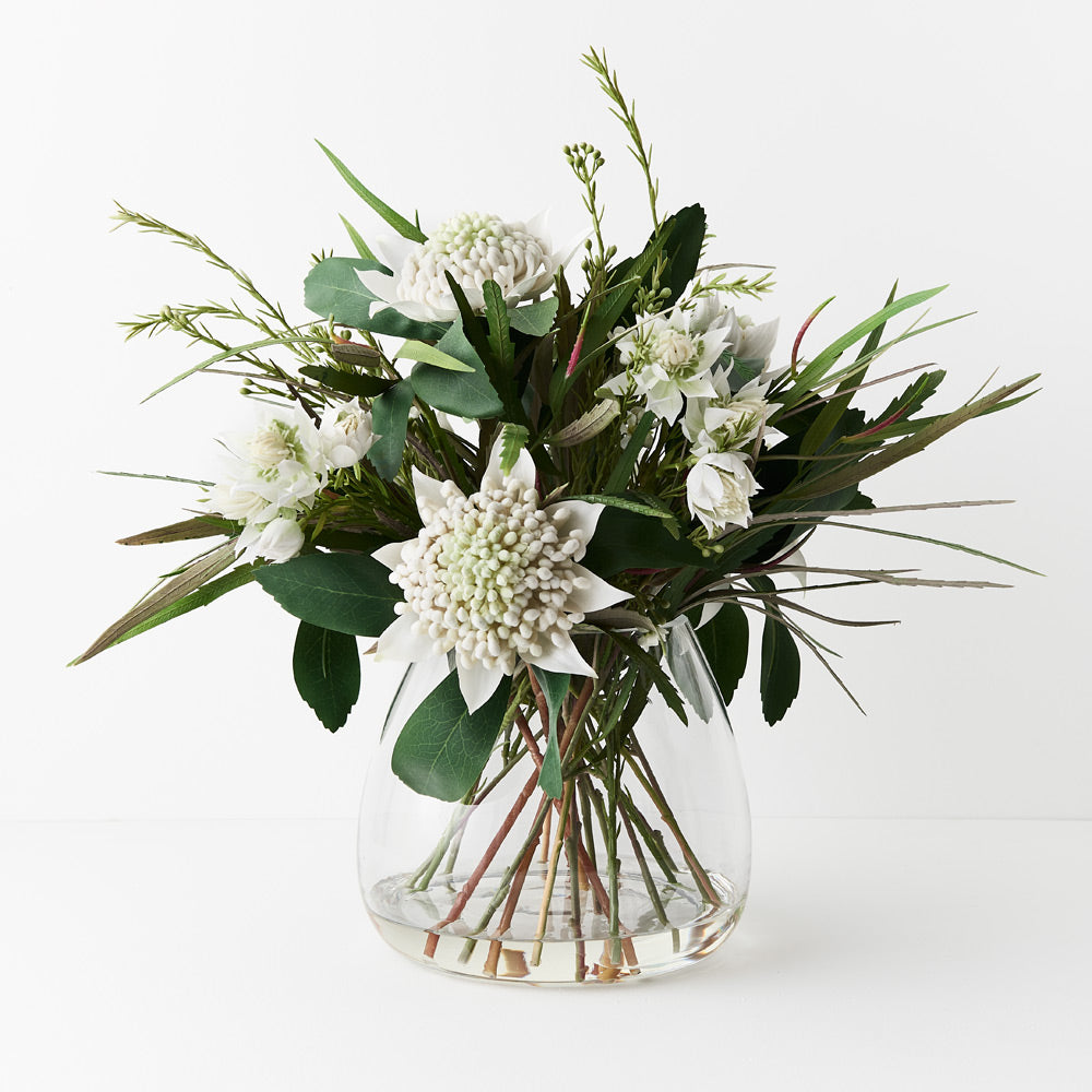 Waratah Mix in Vase White